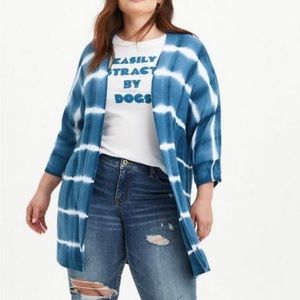 Torrid Super Soft Tie Dye Dolman Sleeve Open Front Cardigan